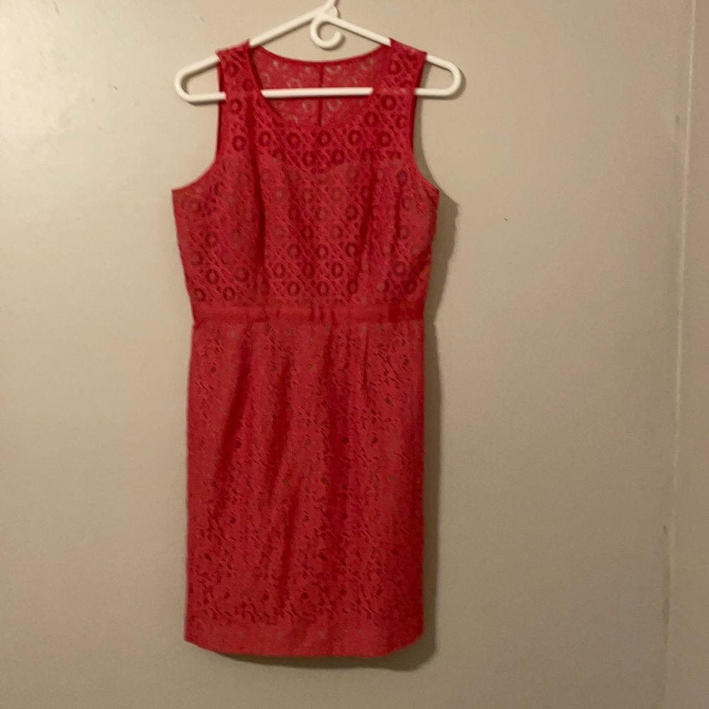 Elle size 8 classic lace overlay in Coral
